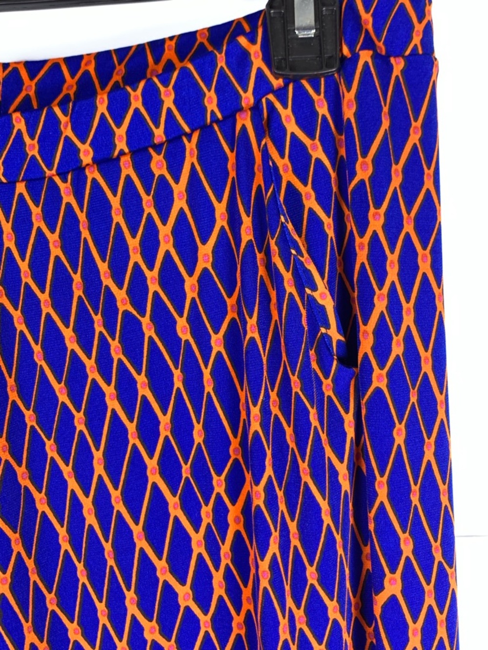 NICO LA Wide Leg Pants L Blue Orange Geometric Pull On Stretch Knit - Picture 5 of 15